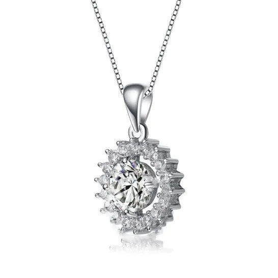 Necklaces JMS always Original Megan Walford Sterling Silver Round Cubic Zirconia Flower Style Pendant Necklace Necklaces JMS always Original Megan Walford Sterling Silver Round Cubic Zirconia Flower Style Pendant Necklace