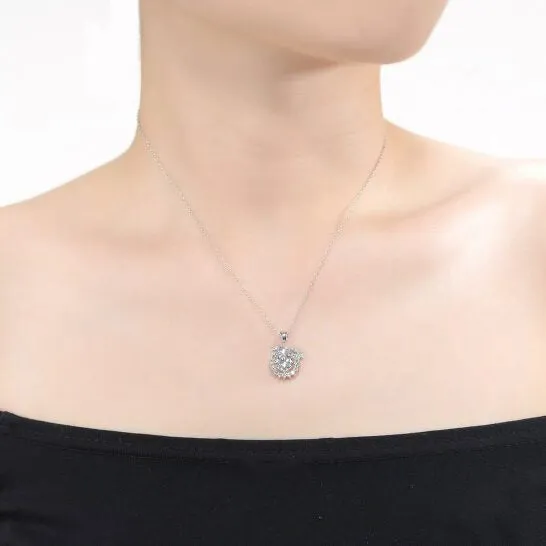 Necklaces JMS always Original Megan Walford Sterling Silver Round Cubic Zirconia Flower Style Pendant Necklace Necklaces JMS always Original Megan Walford Sterling Silver Round Cubic Zirconia Flower Style Pendant Necklace