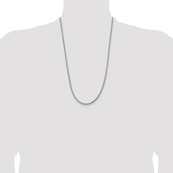 Necklaces MDS 14K White Gold 26 inch 36mm SemiSolid Round Box with Lobster Clasp Chain Necklace Necklaces MDS 14K White Gold 26 inch 36mm SemiSolid Round Box with Lobster Clasp Chain Necklace