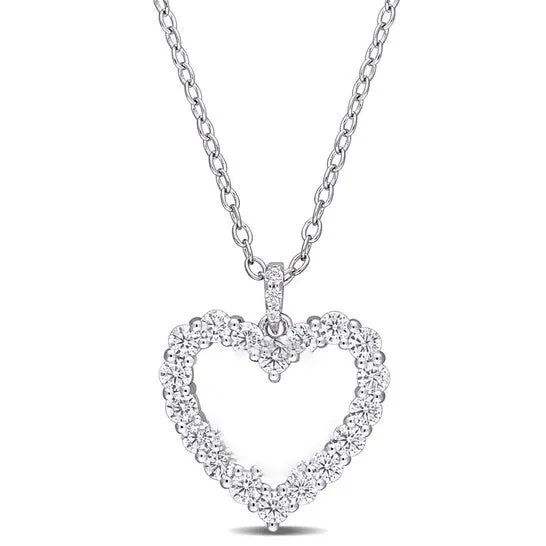 Necklaces Original AMOUR 35 CT DEW Created Moissanite Open Heart Pendant with Chain In Sterling Silver JMS always Necklaces Original AMOUR 35 CT DEW Created Moissanite Open Heart Pendant with Chain In Sterling Silver JMS always