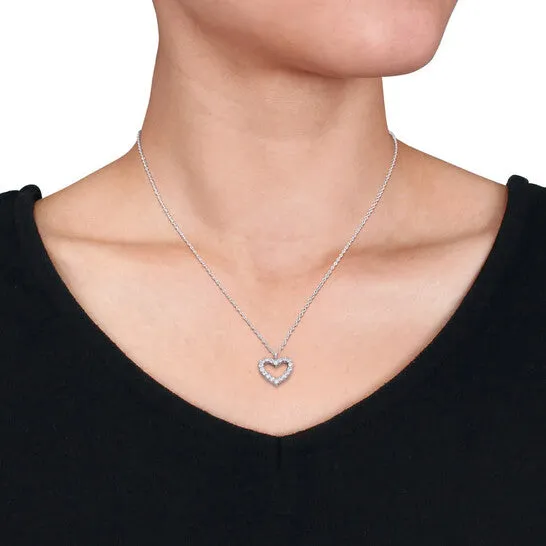 Necklaces Original AMOUR 35 CT DEW Created Moissanite Open Heart Pendant with Chain In Sterling Silver JMS always Necklaces Original AMOUR 35 CT DEW Created Moissanite Open Heart Pendant with Chain In Sterling Silver JMS always