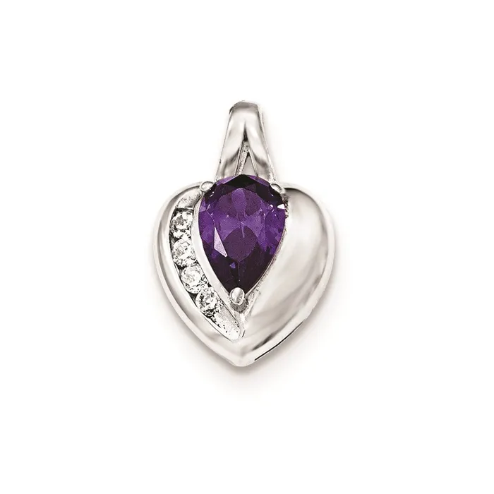 Necklaces Sterling Silver Amethyst and White Topaz Heart Pendant Goldia