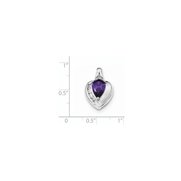 Necklaces Sterling Silver Amethyst and White Topaz Heart Pendant Goldia