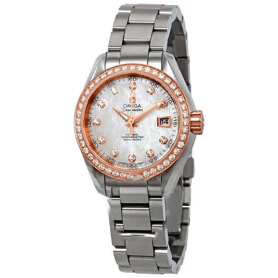 Original Omega Seamaster Aqua Terra Mother of Pearl Diamond Dial Ladies 18kt Rose Gold Steel Watch 23125302055003 JMS always Necklaces Original Omega Seamaster Aqua Terra Mother of Pearl Diamond Dial Ladies 18kt Rose Gold Steel Watch 23125302055003 JMS always Necklaces