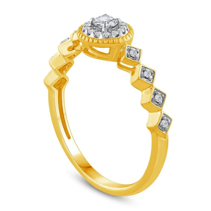 Rings 020 CT TW Natural Diamond Frame ZigZag Shank Promise Ring in Solid 10K Yellow Gold Goldia Rings 020 CT TW Natural Diamond Frame ZigZag Shank Promise Ring in Solid 10K Yellow Gold Goldia