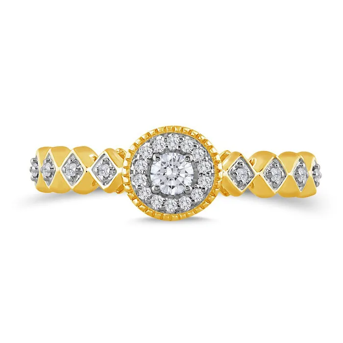 Rings 020 CT TW Natural Diamond Frame ZigZag Shank Promise Ring in Solid 10K Yellow Gold Goldia Rings 020 CT TW Natural Diamond Frame ZigZag Shank Promise Ring in Solid 10K Yellow Gold Goldia