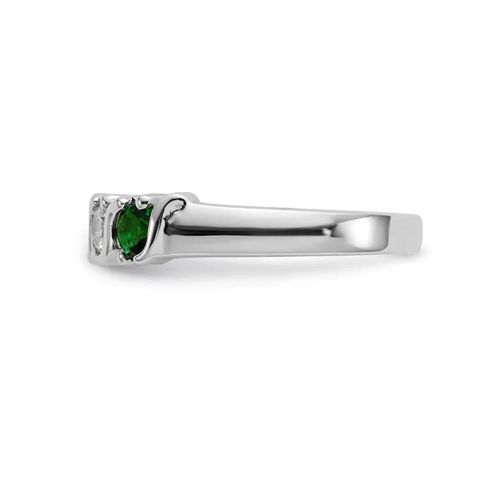 Rings 14k White Gold Real Diamond wEmerald Band Goldia