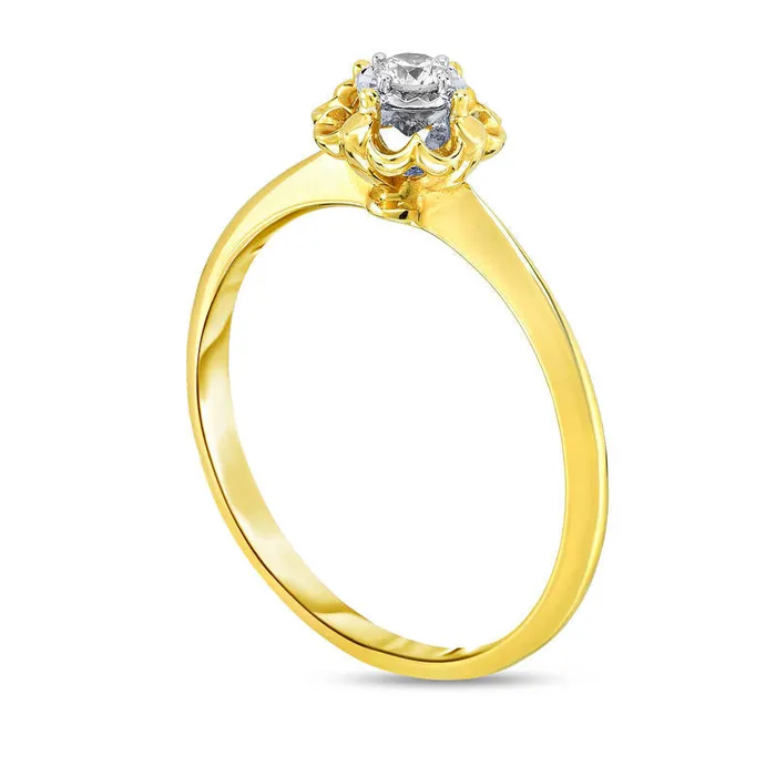Rings Goldia 010 CT Natural Clarity Enhanced Diamond Solitaire Flower Promise Ring in Solid 10K TwoTone Gold Rings Goldia 010 CT Natural Clarity Enhanced Diamond Solitaire Flower Promise Ring in Solid 10K TwoTone Gold