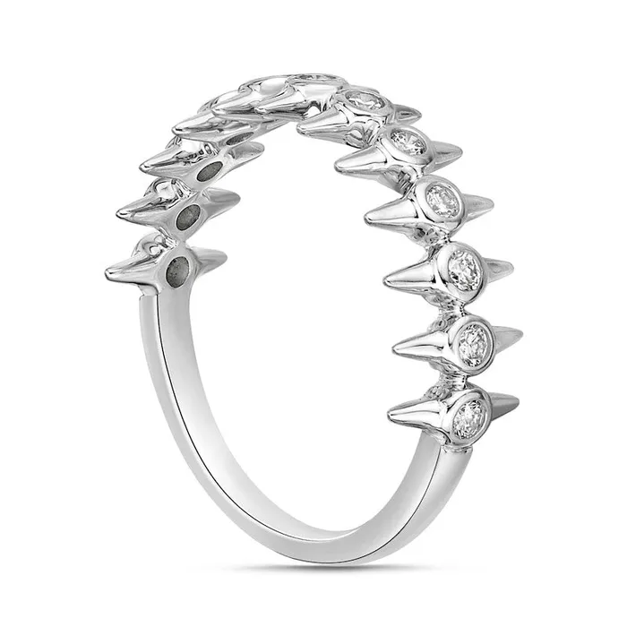 Rings Goldia 025 CT TW Natural Diamond Spikes Single Row Ring in Solid 10K White Gold