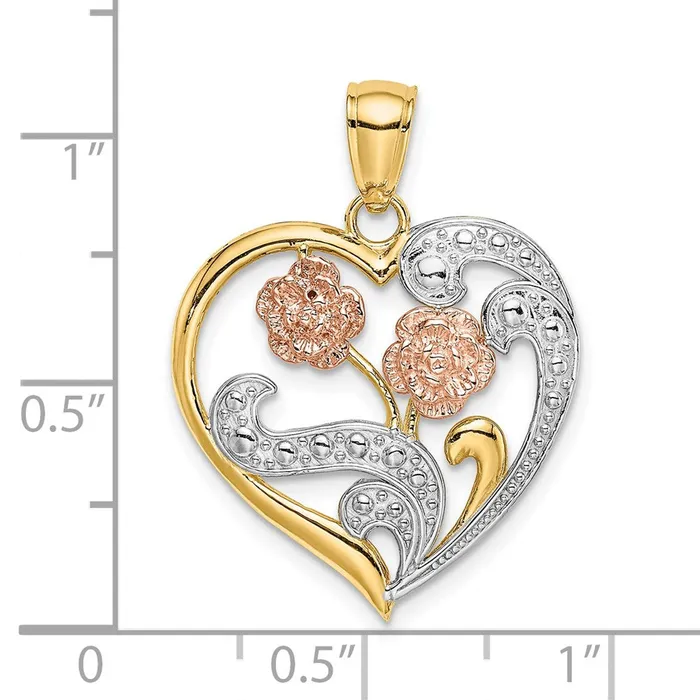 Rings Goldia 14k Twotone Gold Twotone Gold w White Rhodium Flower Heart Charm