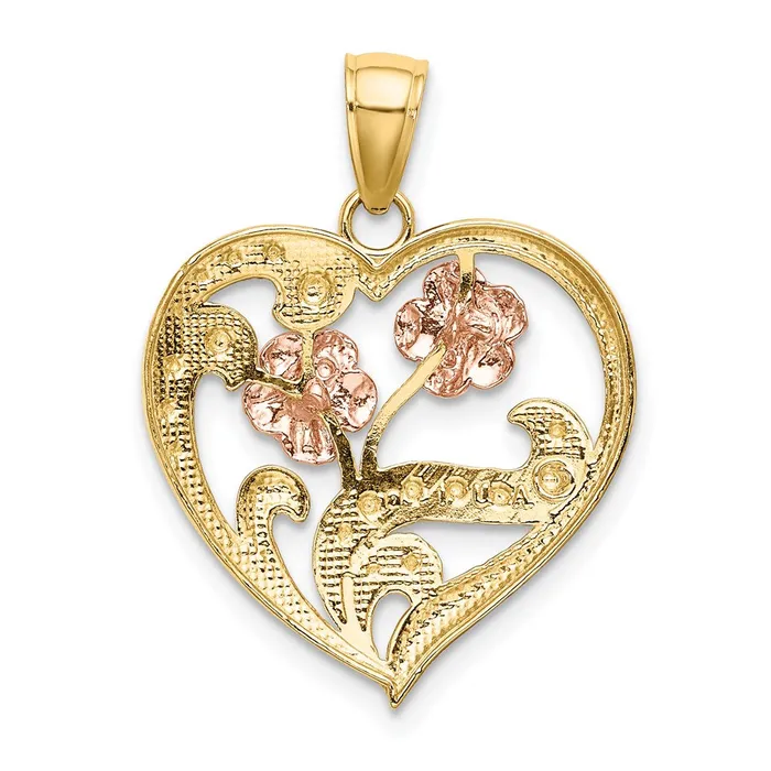 Rings Goldia 14k Twotone Gold Twotone Gold w White Rhodium Flower Heart Charm