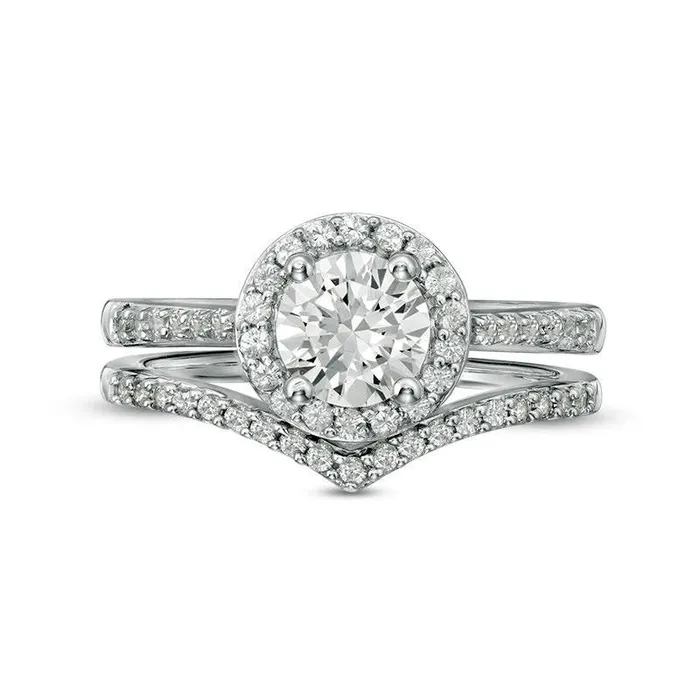 Rings Goldia 60mm LabCreated White Sapphire Frame Chevron Bridal Engagement Ring Set in Sterling Silver