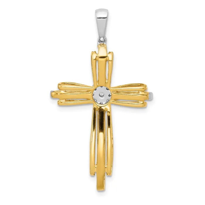 Rings Goldia Solid 14k Twotone 13ct Simulated CZ Passion Cross Pendant Rings Goldia Solid 14k Twotone 13ct Simulated CZ Passion Cross Pendant