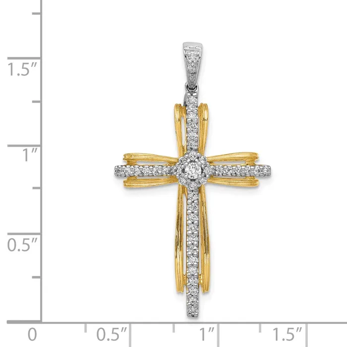 Rings Goldia Solid 14k Twotone 13ct Simulated CZ Passion Cross Pendant Rings Goldia Solid 14k Twotone 13ct Simulated CZ Passion Cross Pendant
