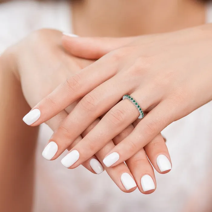 Rings Goldia Sterling Silver Stackable Expressions Created Emerald Ring