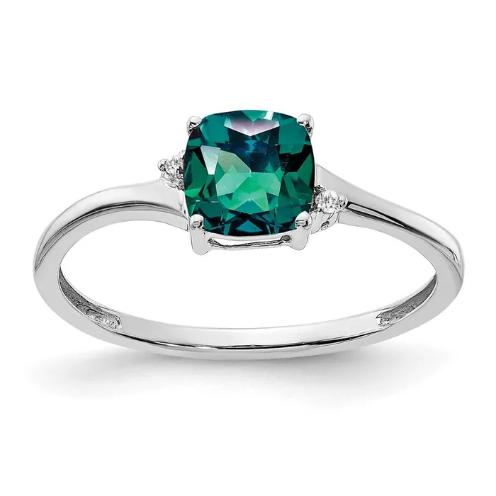 Rings Sterling Silver Created Alexandrite and Diamond Ring Goldia