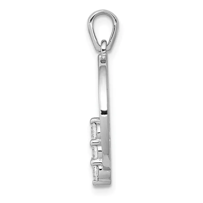 Solid 14k White Gold 27mm Simulated CZ Three Stone Circle Pendant Goldia Necklaces Solid 14k White Gold 27mm Simulated CZ Three Stone Circle Pendant Goldia Necklaces