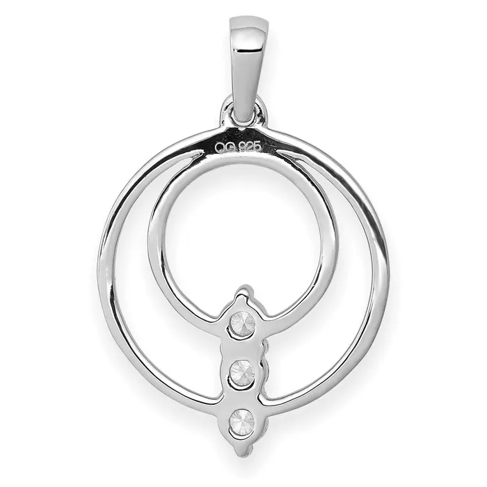 Solid 14k White Gold 27mm Simulated CZ Three Stone Circle Pendant Goldia Necklaces Solid 14k White Gold 27mm Simulated CZ Three Stone Circle Pendant Goldia Necklaces