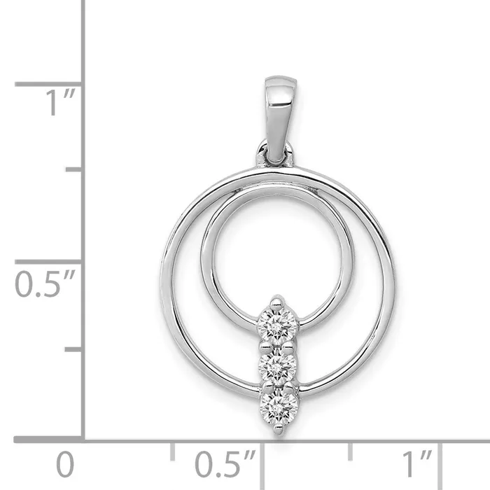 Solid 14k White Gold 27mm Simulated CZ Three Stone Circle Pendant Goldia Necklaces Solid 14k White Gold 27mm Simulated CZ Three Stone Circle Pendant Goldia Necklaces