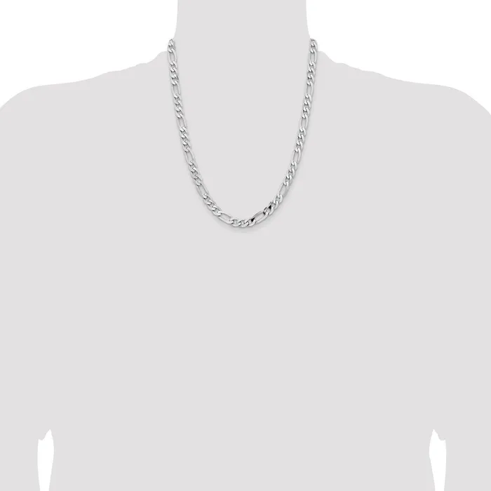 Solid 14K White Gold 22 inch 75mm Flat Figaro with Lobster Clasp Chain Necklace MDS Necklaces Solid 14K White Gold 22 inch 75mm Flat Figaro with Lobster Clasp Chain Necklace MDS Necklaces