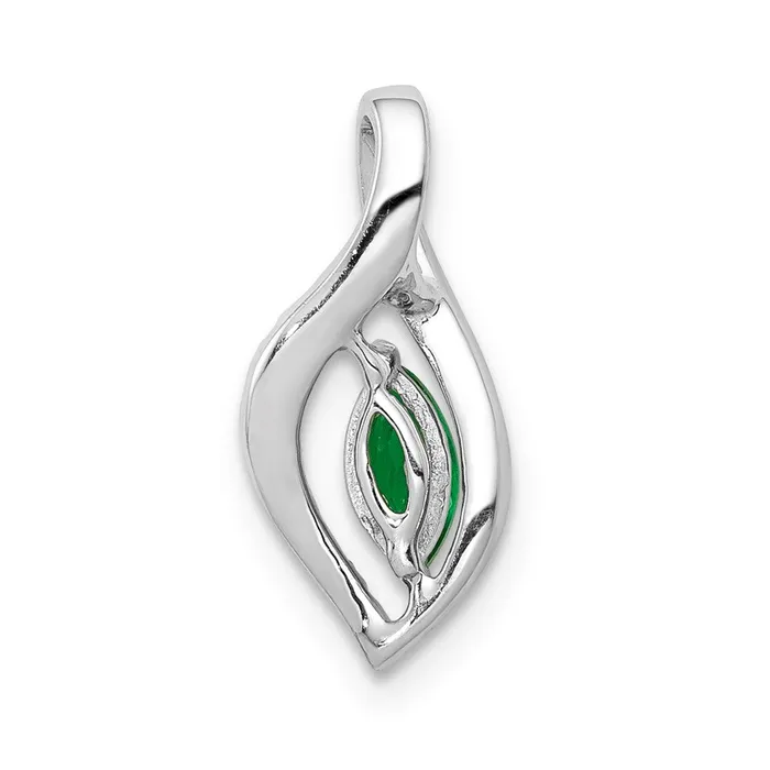 Solid 14k White Gold Simulated CZ and Marquise Emerald Pendant Goldia Necklaces Solid 14k White Gold Simulated CZ and Marquise Emerald Pendant Goldia Necklaces