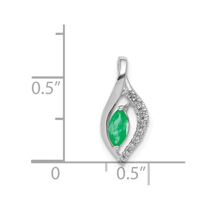 Solid 14k White Gold Simulated CZ and Marquise Emerald Pendant Goldia Necklaces Solid 14k White Gold Simulated CZ and Marquise Emerald Pendant Goldia Necklaces