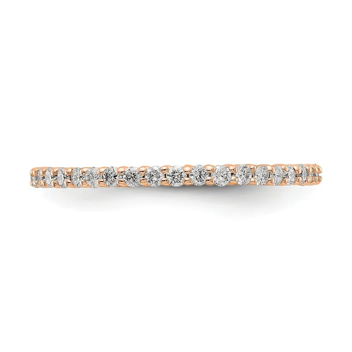 Solid Real 14k Rose Gold Polished Shared Prong 12ct CZ Eternity Wedding Band Ring Goldia Rings