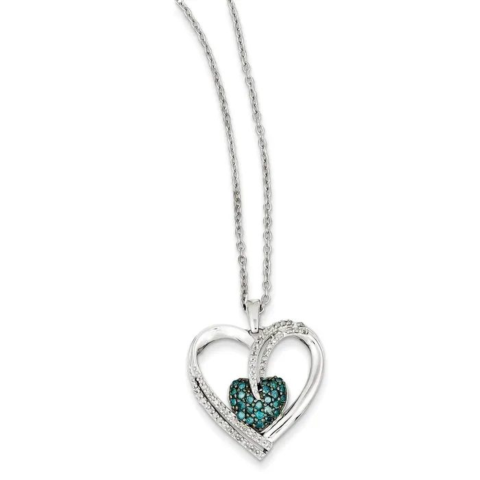 Sterling Silver Blue u0026 White Diamond Heart Pendant Necklace Goldia Necklaces Sterling Silver Blue u0026 White Diamond Heart Pendant Necklace Goldia Necklaces