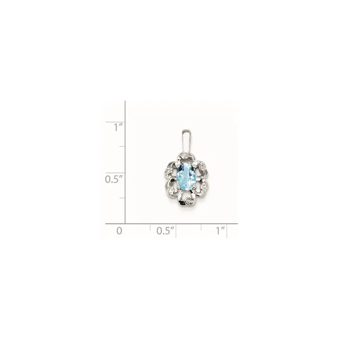 Sterling Silver Light Swiss Blue Topaz Diamond Pendant Goldia Necklaces