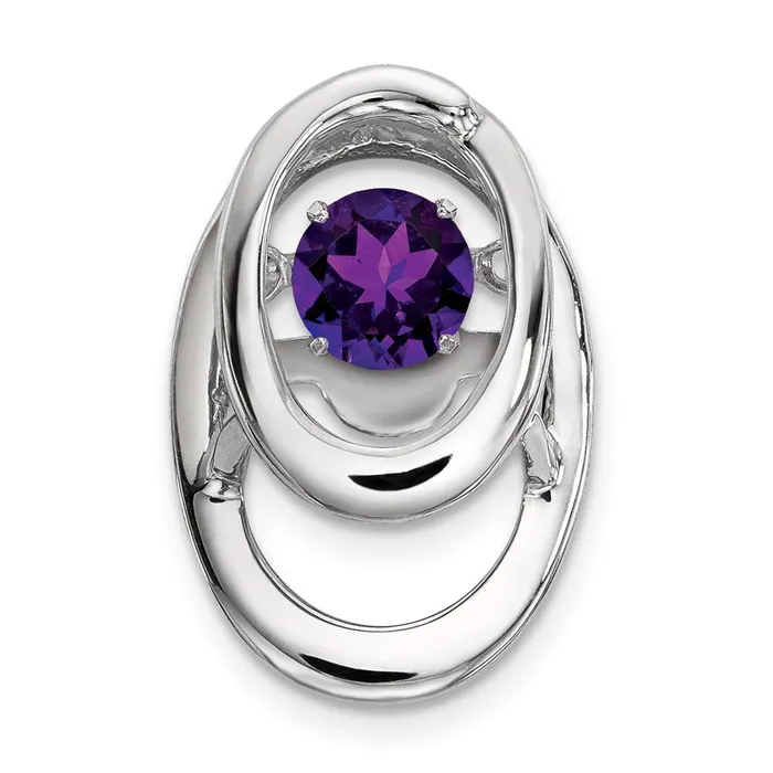 Sterling Silver Rhodium Amethyst Birthstone Vibrant Chain Slide Goldia Necklaces Sterling Silver Rhodium Amethyst Birthstone Vibrant Chain Slide Goldia Necklaces