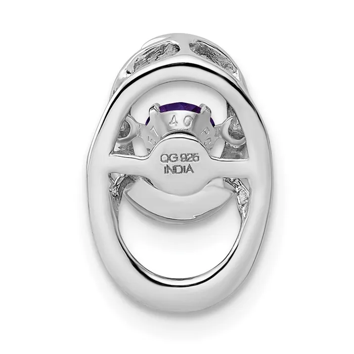 Sterling Silver Rhodium Amethyst Birthstone Vibrant Chain Slide Goldia Necklaces