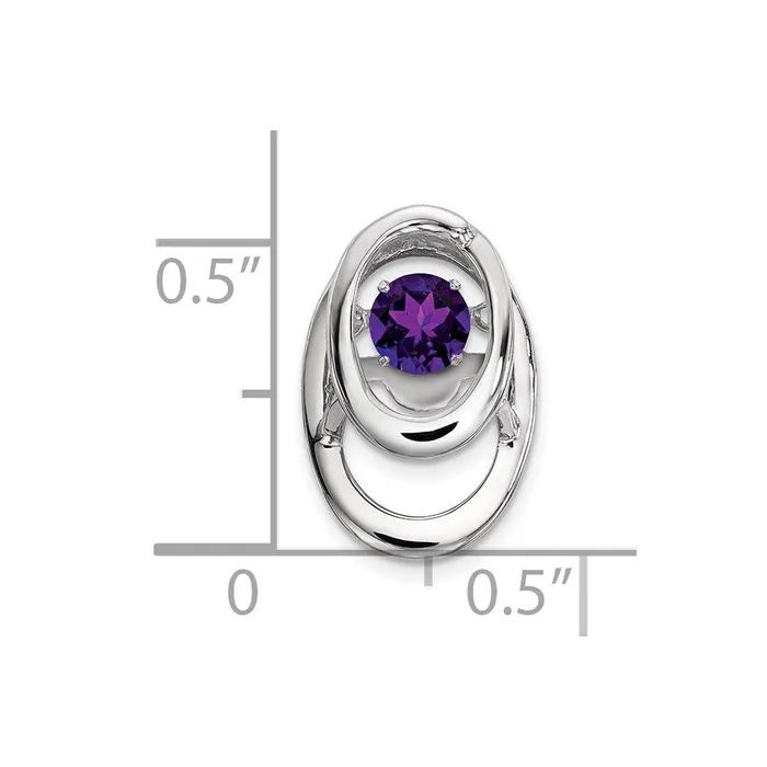 Sterling Silver Rhodium Amethyst Birthstone Vibrant Chain Slide Goldia Necklaces