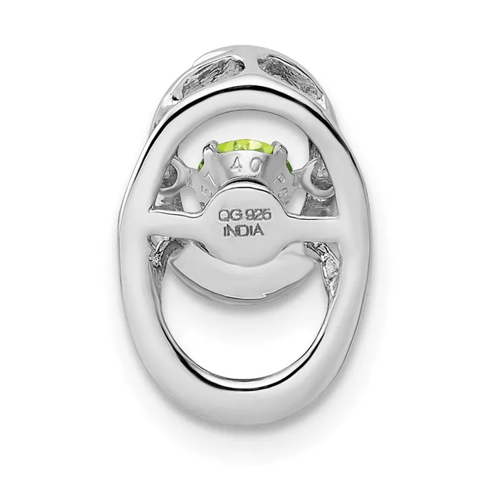 Sterling Silver Rhodium Peridot Birthstone Vibrant Chain Slide Goldia Necklaces