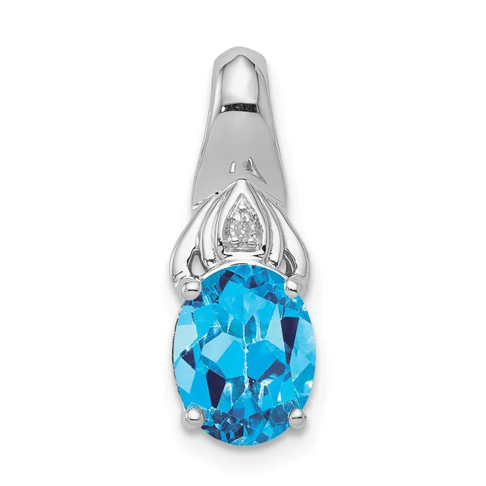 Sterling Silver Rhodiumplated Diamond and Blue Topaz Pendant Goldia Necklaces Sterling Silver Rhodiumplated Diamond and Blue Topaz Pendant Goldia Necklaces