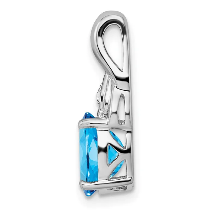 Sterling Silver Rhodiumplated Diamond and Blue Topaz Pendant Goldia Necklaces