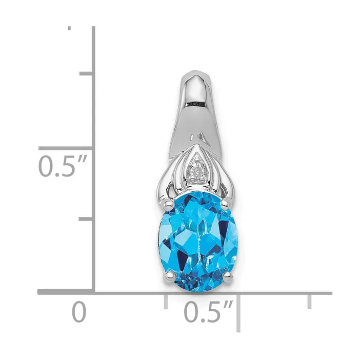 Sterling Silver Rhodiumplated Diamond and Blue Topaz Pendant Goldia Necklaces