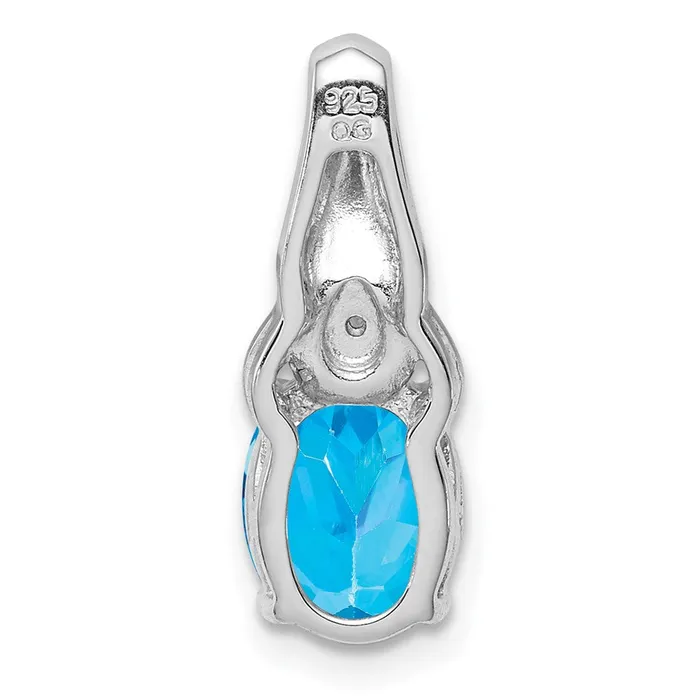Sterling Silver Rhodiumplated Diamond and Blue Topaz Pendant Goldia Necklaces
