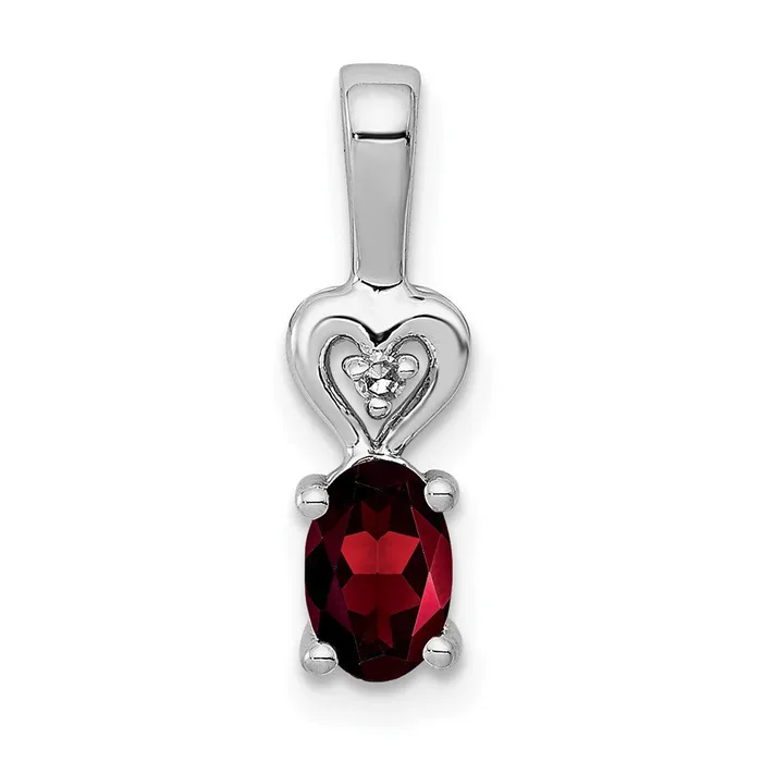 Sterling Silver Rhodiumplated Garnet u0026 Diamond Pendant Goldia Necklaces