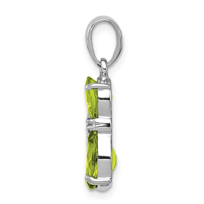 Sterling Silver Rhodiumplated Peridot and Diamond Cat Pendant Goldia Necklaces