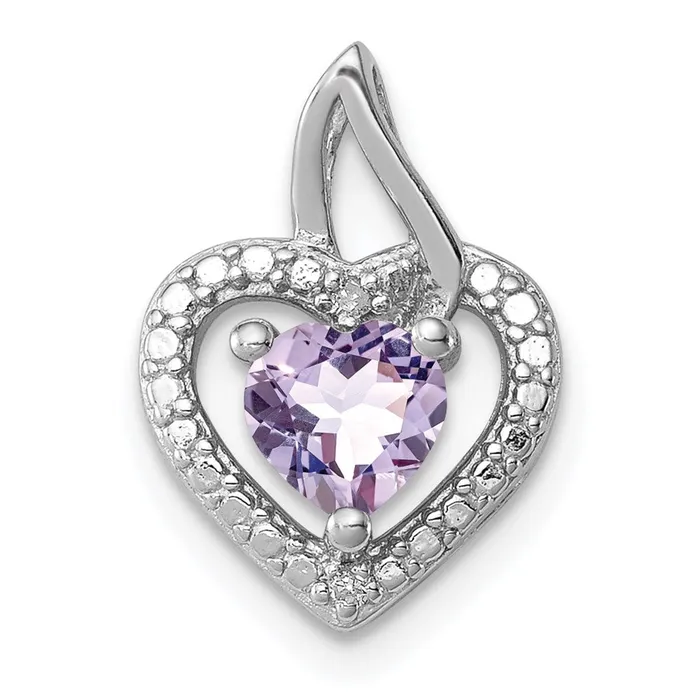 Sterling Silver Rhodiumplated Pink Quartz and Diamond Pendant Goldia Necklaces Sterling Silver Rhodiumplated Pink Quartz and Diamond Pendant Goldia Necklaces