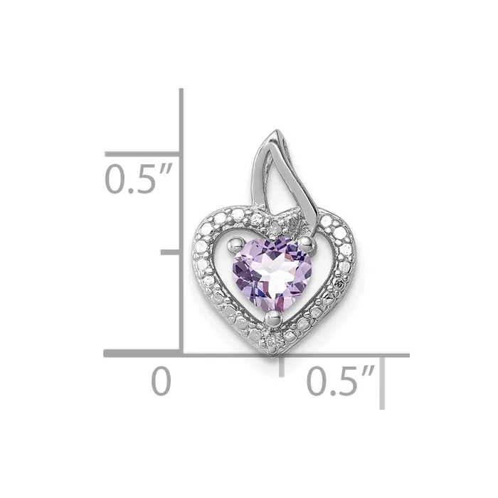 Sterling Silver Rhodiumplated Pink Quartz and Diamond Pendant Goldia Necklaces