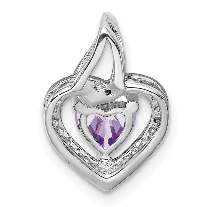 Sterling Silver Rhodiumplated Pink Quartz and Diamond Pendant Goldia Necklaces