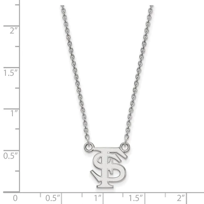 10K White Gold Florida State University Small Pendant wilth Necklace TreasureFineJewelers Necklaces