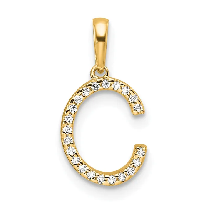 10k Yellow Gold Diamond Letter C Initial Pendant TreasureFineJewelers Necklaces 10k Yellow Gold Diamond Letter C Initial Pendant TreasureFineJewelers Necklaces