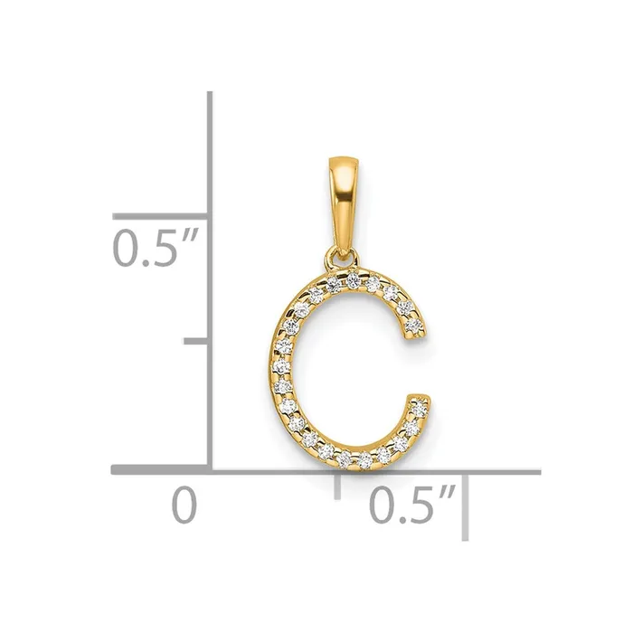 10k Yellow Gold Diamond Letter C Initial Pendant TreasureFineJewelers Necklaces
