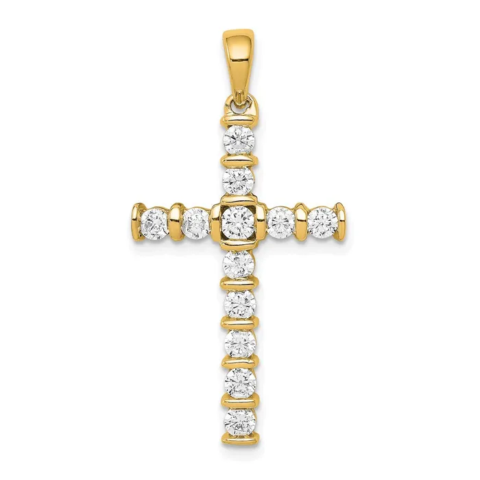 14k AA 34ct Diamond Latin Cross Pendant TreasureFineJewelers Necklaces