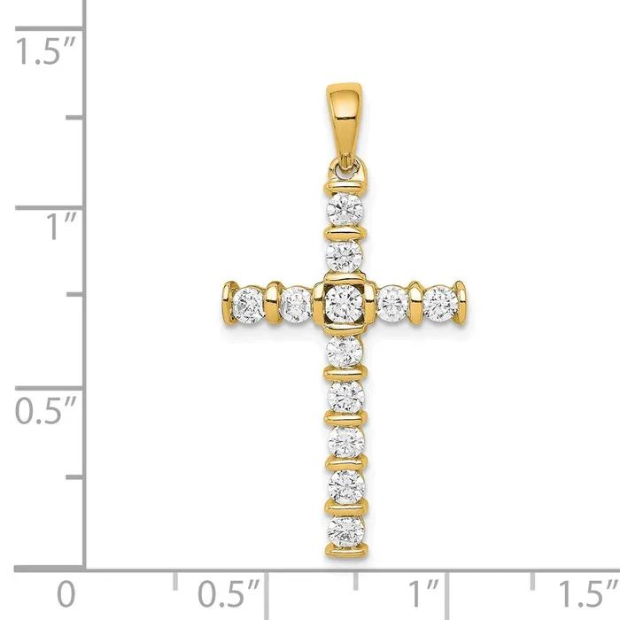 14k AA 34ct Diamond Latin Cross Pendant TreasureFineJewelers Necklaces