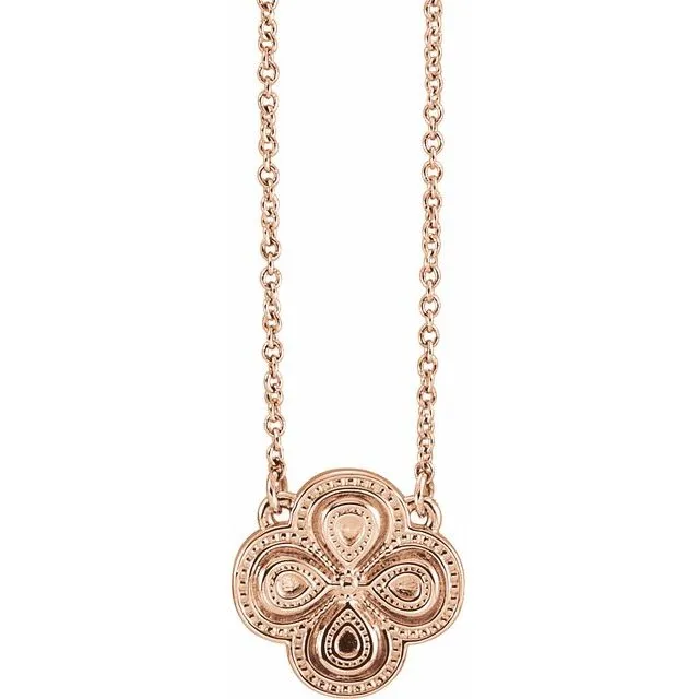 14K Rose 18 Clover Necklace TreasureFineJewelers Necklaces
