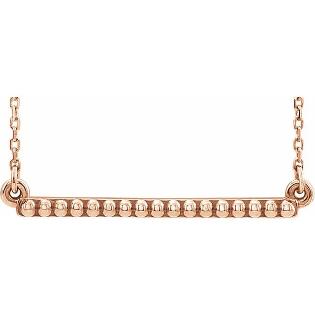 14K Rose Beaded Bar 1618 Necklace TreasureFineJewelers Necklaces
