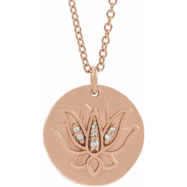 14K Rose Gold 025 CTW Natural Diamond Lotus 1618 Necklace TreasureFineJewelers Necklaces 14K Rose Gold 025 CTW Natural Diamond Lotus 1618 Necklace TreasureFineJewelers Necklaces